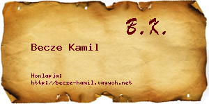 Becze Kamil névjegykártya